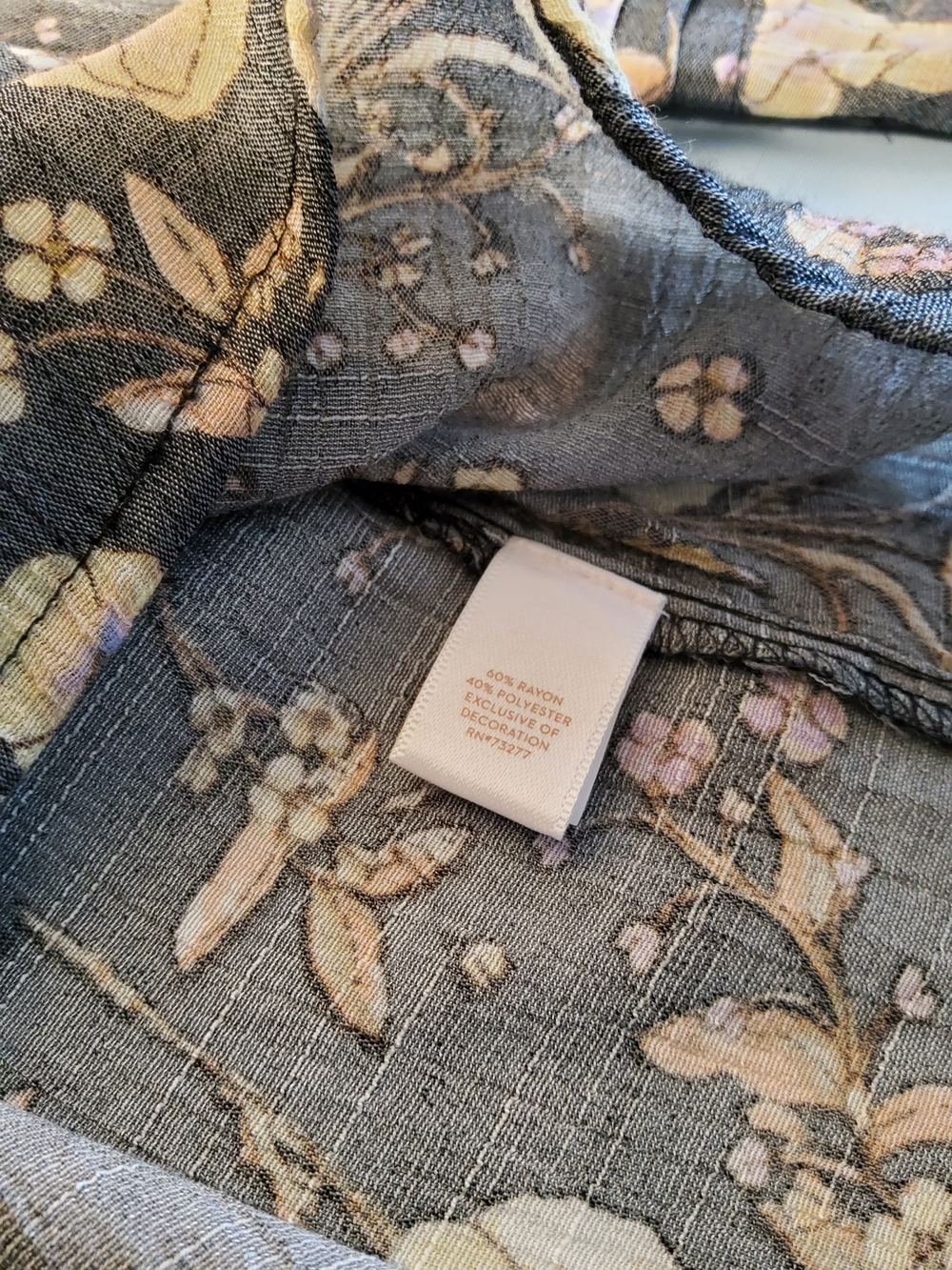 LC Lauren Conrad Slate Floral Square-Neck Balloon-Sleeve Tunic - Picture 7 of 8